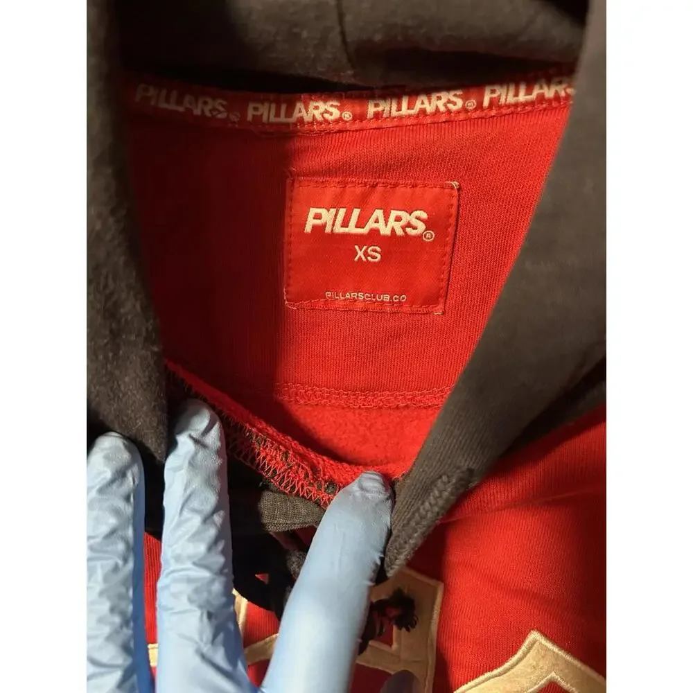 Pillars‎ Colorblock Hoodie Red Green Gray Pullover Logo XS Streetwear